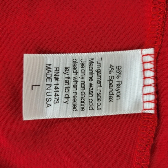 P.Michael Arkansas Razorbacks red long flowy tunic white trim asymmetrical hem L - Picture 14 of 15